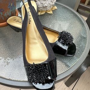 Used in good condition Gabriella dressy Pantene black low heel backless shoes